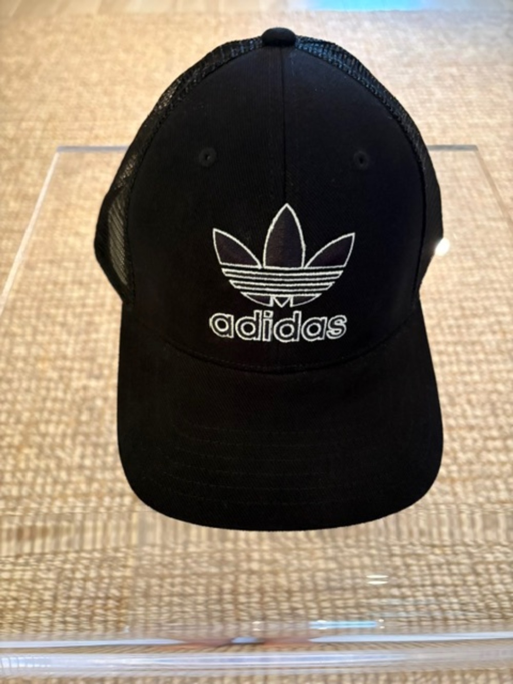 adidas Black and White Trefoil Mesh-Back Cap